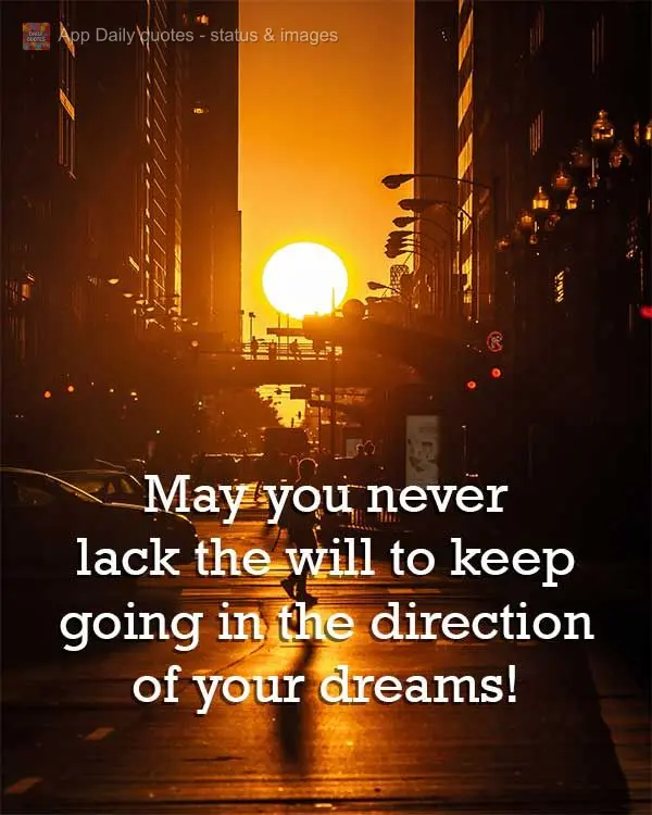 May you never lack the will to keep going in the direction of your dreams!