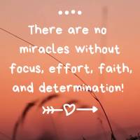 There are no miracles without focus, effort, faith, and determination!