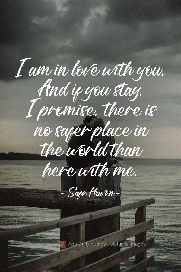 I am in love with you. And if you stay, I promise, there is no safer place in the world than here with me.  Safe Haven