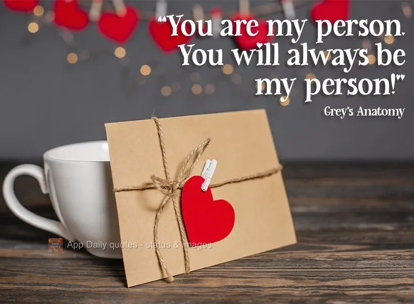 "You are my person. You will always be my person!" Grey’s Anatomy