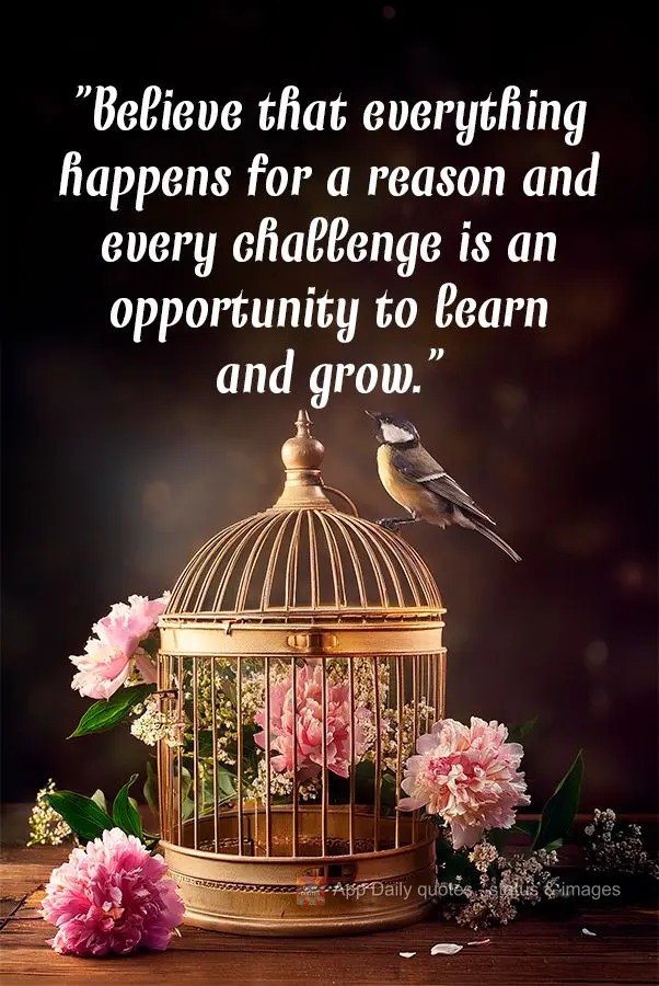 "Believe that everything happens for a reason and every challenge is an opportunity to learn and grow."