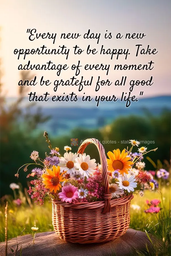 "Every new day is a new opportunity to be happy. Take advantage of every moment and be grateful for all good that exists in your life."
