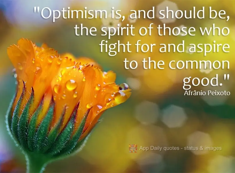 "Optimism is, and should be, the spirit of those who fight for and aspire to the common good." Afrânio Peixoto