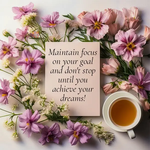 Maintain focus on your goal and don't stop until you achieve your dreams!