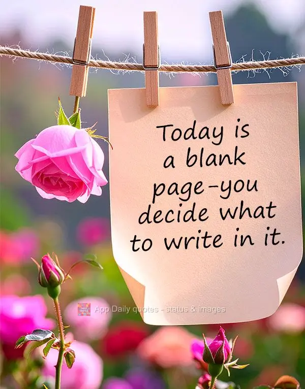 Today is a blank page - you decide what to write in it.