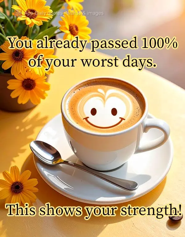 You already passed 100% of your worst days. This shows your strength!