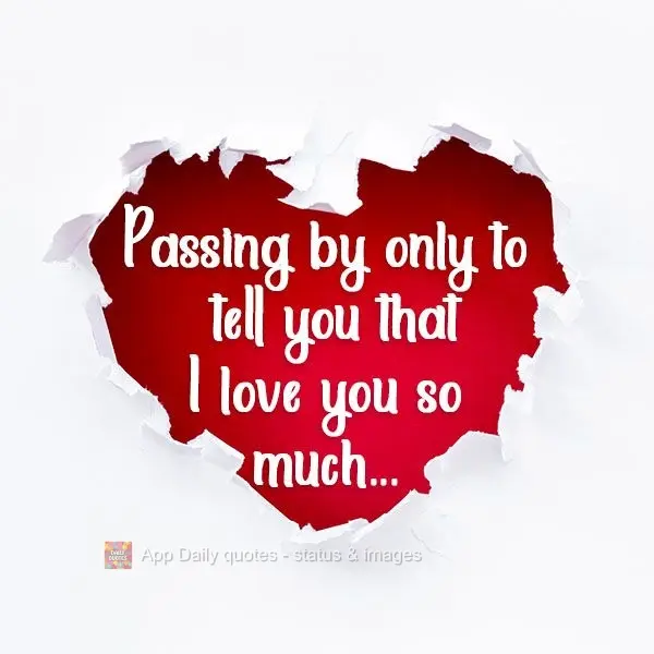 Passing by only to tell you that I love you so much...
