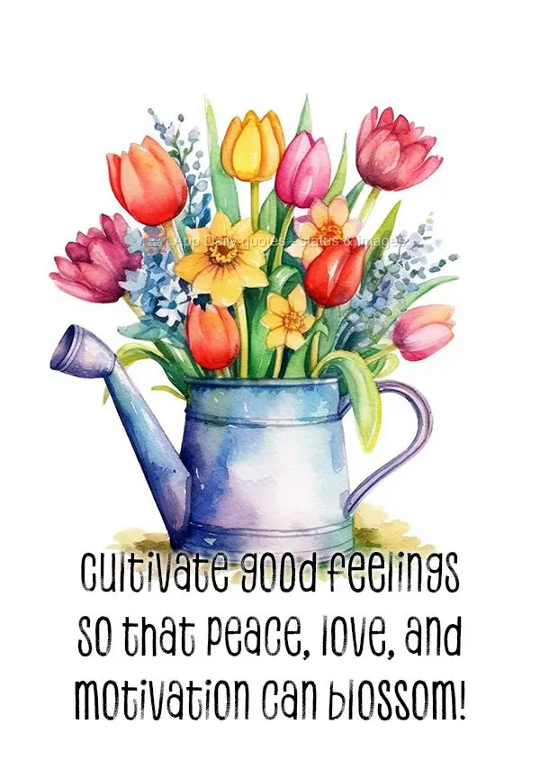 Cultivate good feelings so that peace, love, and motivation can blossom!