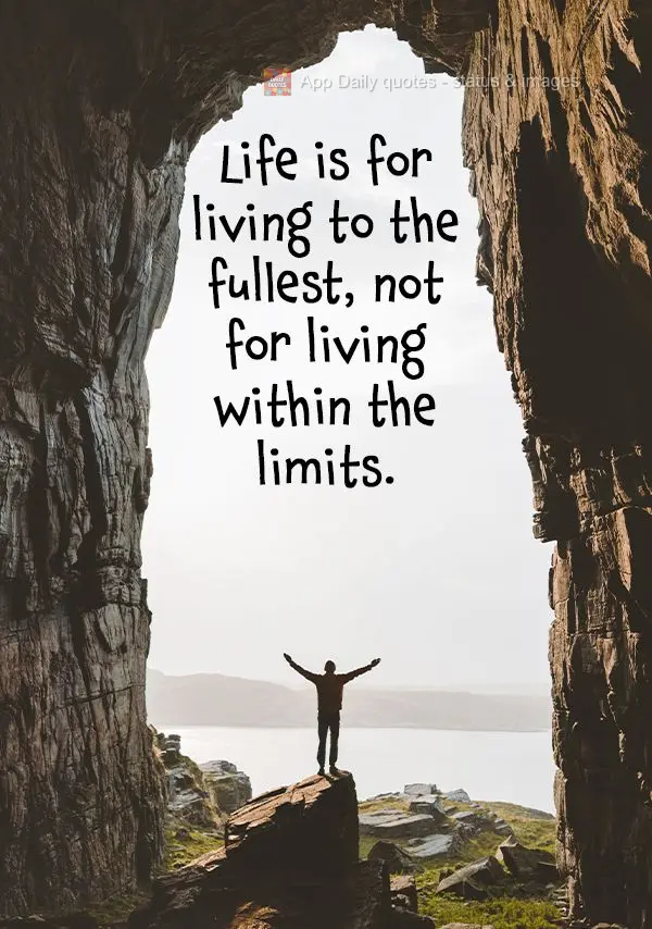 Life is for living to the fullest, not for living within the limits.