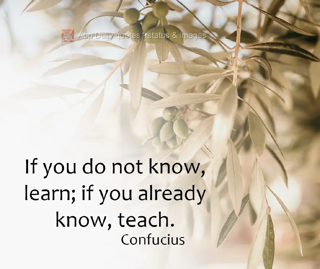 If you do not know, learn; if you already know, teach. Confucius