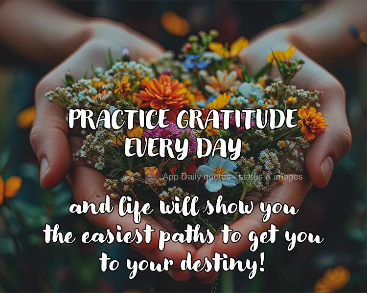 Practice gratitude every day and life will show you the easiest paths to get you to your destiny!