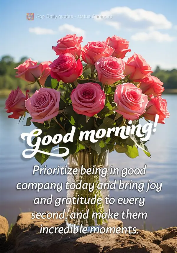 Prioritize being in good company today and bring joy and gratitude to every second, and make them incredible moments. Good morning!