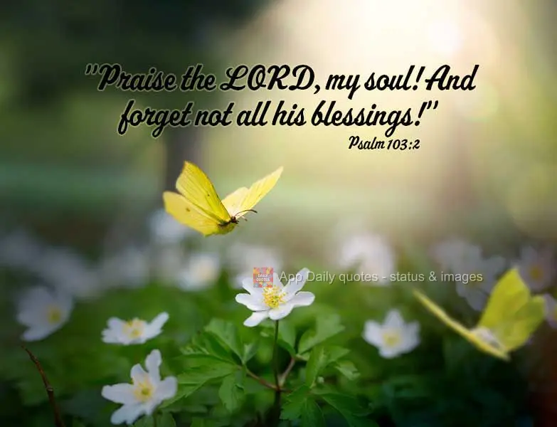 "Praise the Lord, my soul! And forget not all his blessings!" Psalm 103:2