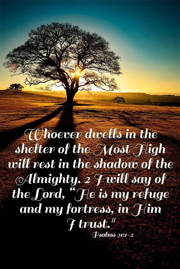 Whoever dwells in the shelter of the Most High will rest in the shadow of the Almighty. 2 I will say of the Lord, “He is my refuge and my fortress, in ...