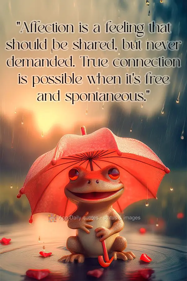 "Affection is a feeling that should be shared, but never demanded. True connection is possible when it's free and spontaneous."
