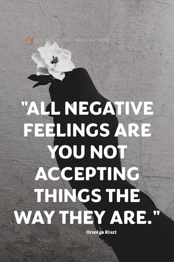 "All negative feelings are you not accepting things the way they are." Orsolya Riszt
