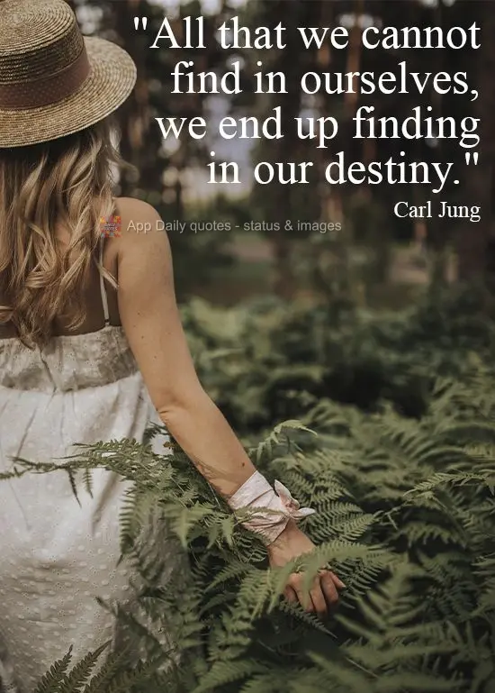 "All that we cannot find in ourselves, we end up finding in our destiny." Carl Jung