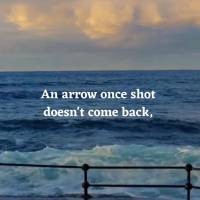An arrow once shot doesn't come back, just like words that should be said, or opportunities that should be taken advantage of.