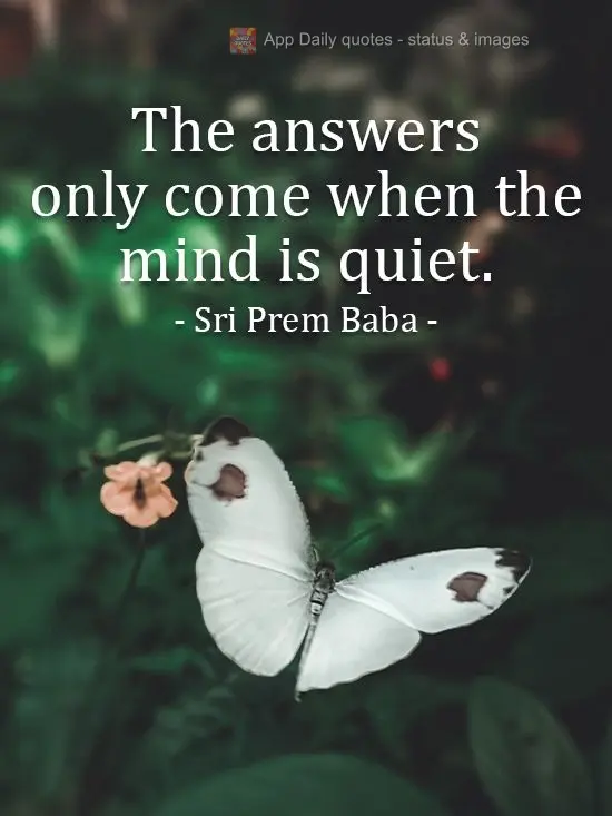 Answers come only when the mind is quiet. Sri Prem Baba