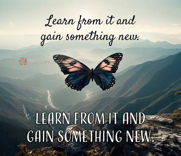Don't worry about what is lost. Learn from it and gain something new.