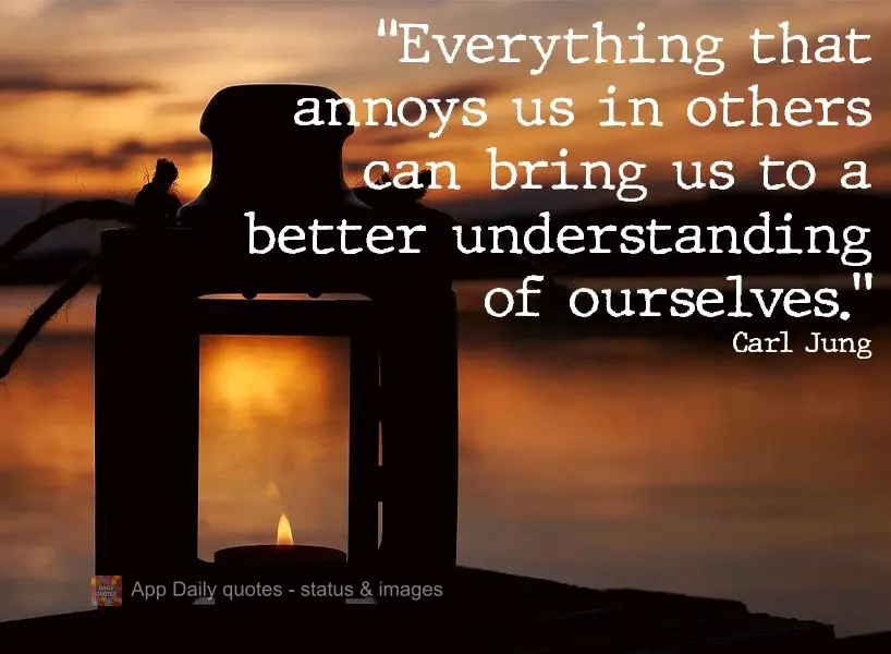 "Everything that annoys us in others can bring us to a better understanding of ourselves." Carl Jung