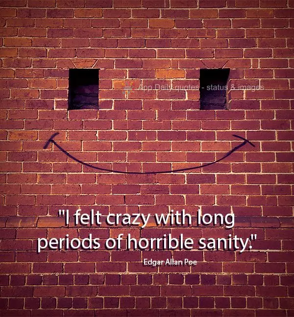 "I felt crazy with long periods of horrible sanity." Edgar Allan Poe