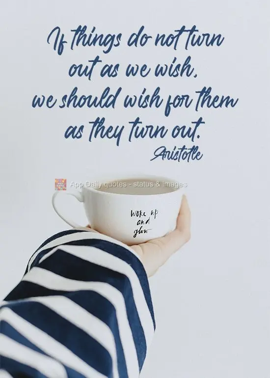 If things do not turn out as we wish, we should wish for them as they turn out.  Aristotle