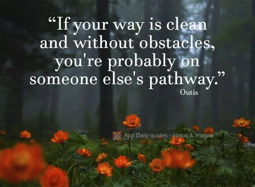 "If your path is clear with no obstacles, you're probably on someone else's path." Outis