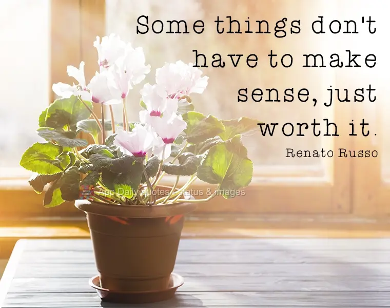 Some things don't have to make sense, as long as they're worth it. Renato Russo