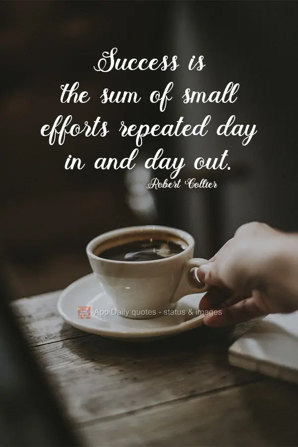 Success is the sum of small efforts repeated day in and day out.  Robert Collier