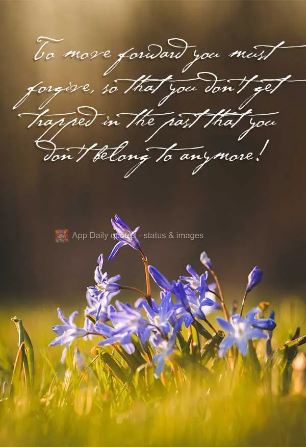 To move on you must forgive, so that you don't get trapped in a past that you don't belong to anymore!