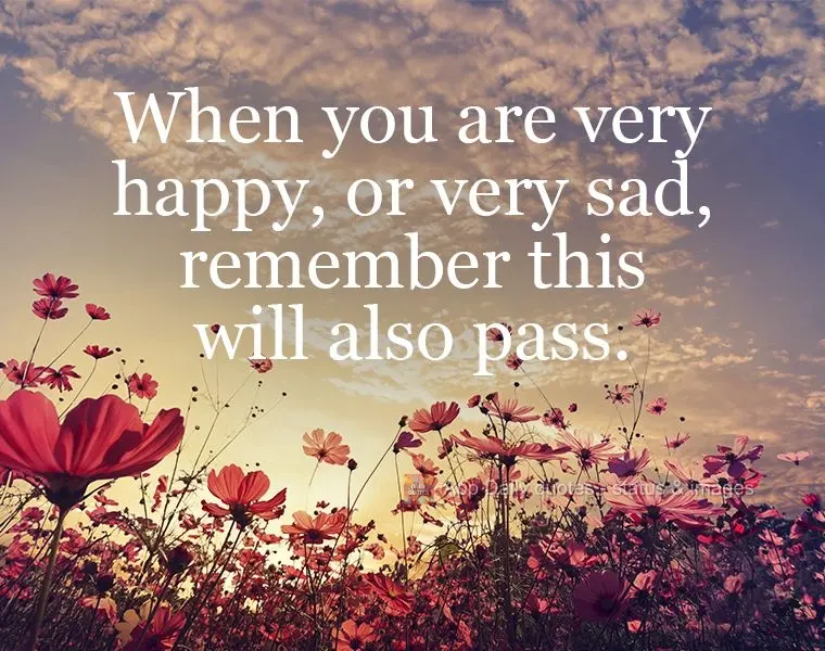 When you are very happy, or very sad, remember this will also pass.