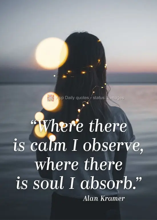 Where there is calm, I observe. Where there is soul I absorb.  Alan Kramer