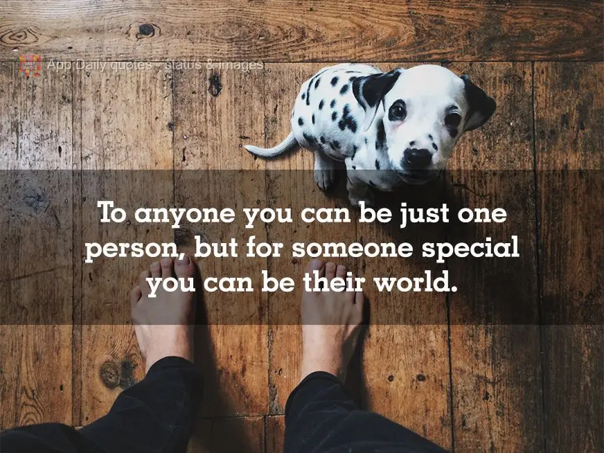You can be just another person to anyone, but for someone special you can be their world.