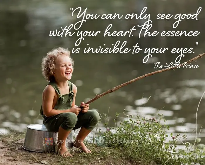 "You can only see good with your heart. This essence is invisible to the eyes." The Little Prince
