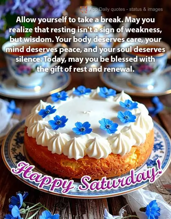 Allow yourself to take a break. May you realize that resting isn't a sign of weakness, but wisdom. Your body deserves care, your mind deserves peace, and...
