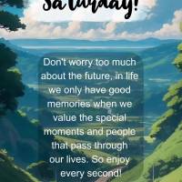 Don't worry too much about the future, in life we only have good memories when we value the special moments and people that pass through our lives. So en...