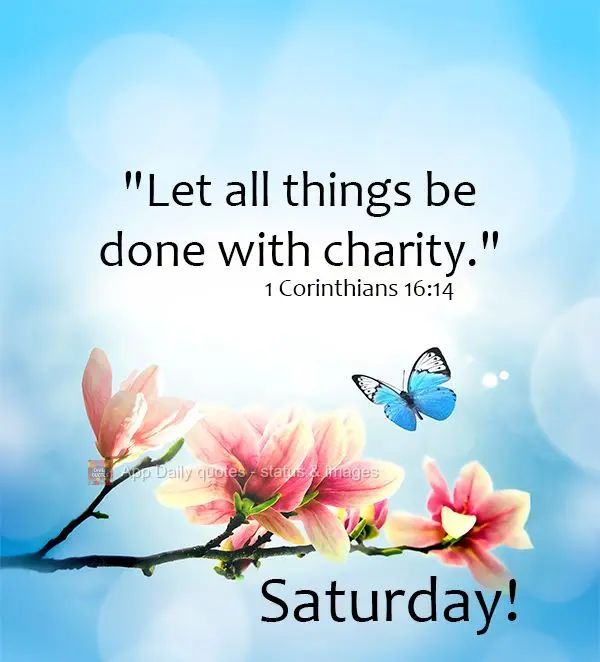 "Let all things be done with charity." Saturday! 1 Corinthians 16:14