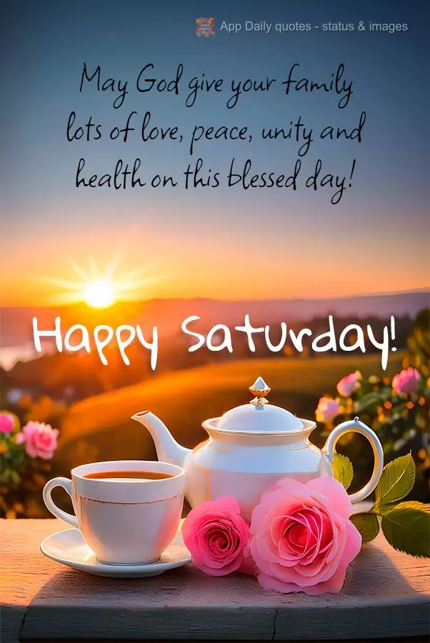May God give your family lots of love, peace, unity and health on this blessed day! Happy Saturday!