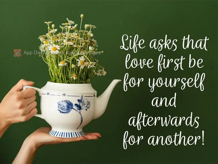 Life asks that love first be for yourself and afterwards for another!