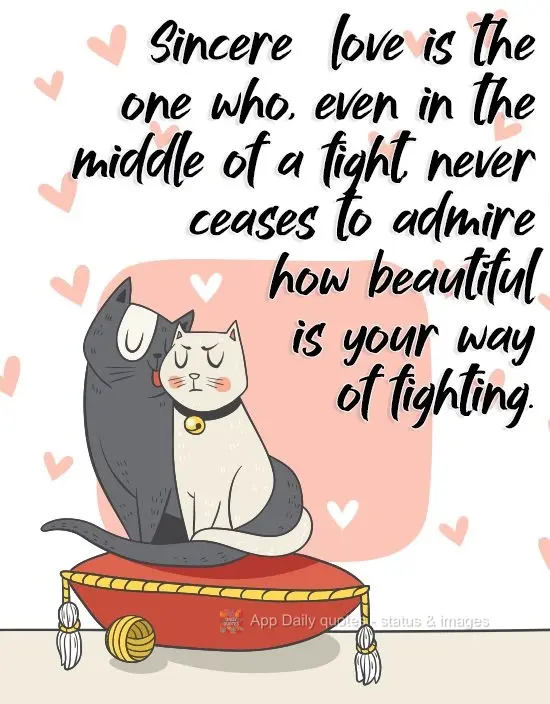 Sincere love is that which, even in the middle of a fight, never ceases to admire how beautiful your way of fighting is.