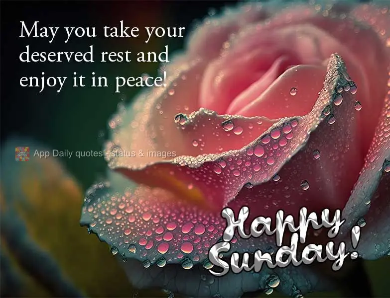 May you take your deserved rest and enjoy it in peace! Happy Sunday!