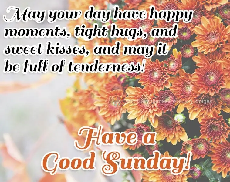 May your day be full of happy moments, tight hugs, sweet kisses, and tenderness! Have a Good Sunday!