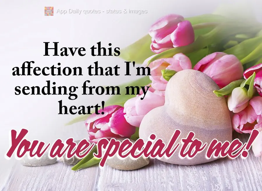 Take this affection that I'm sending with all my heart! You are special to me!