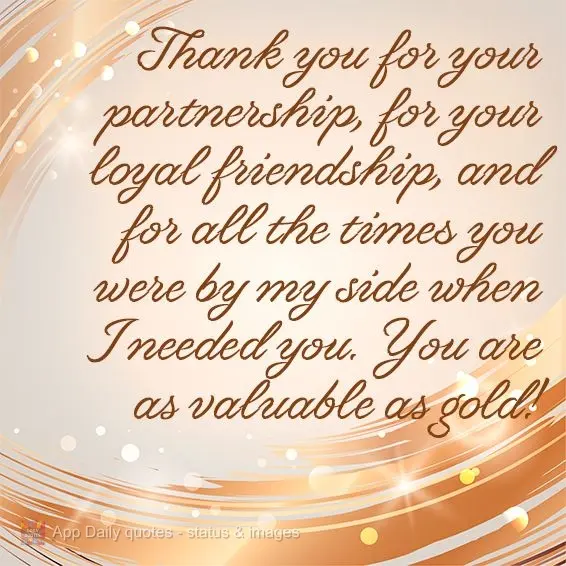 Thank you for your partnership, for your loyal friendship, and for all the times you were by my side when I needed you. You are as valuable as gold!