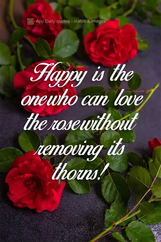 The one who can love the rose without removing its thorns will be happy!