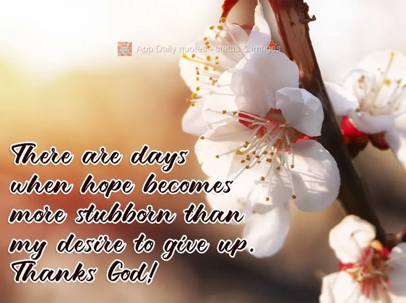 There are days when hope becomes more stubborn than my desire to give up. Thanks to God!