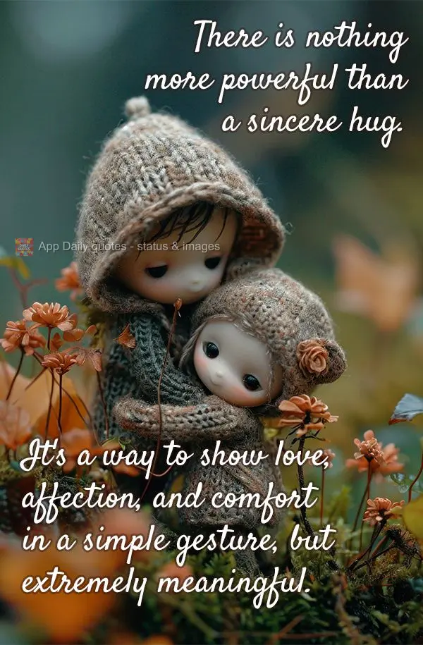 There is nothing more powerful than a sincere hug. It's a way to show love, affection, and comfort in a simple gesture, but extremely meaningful.