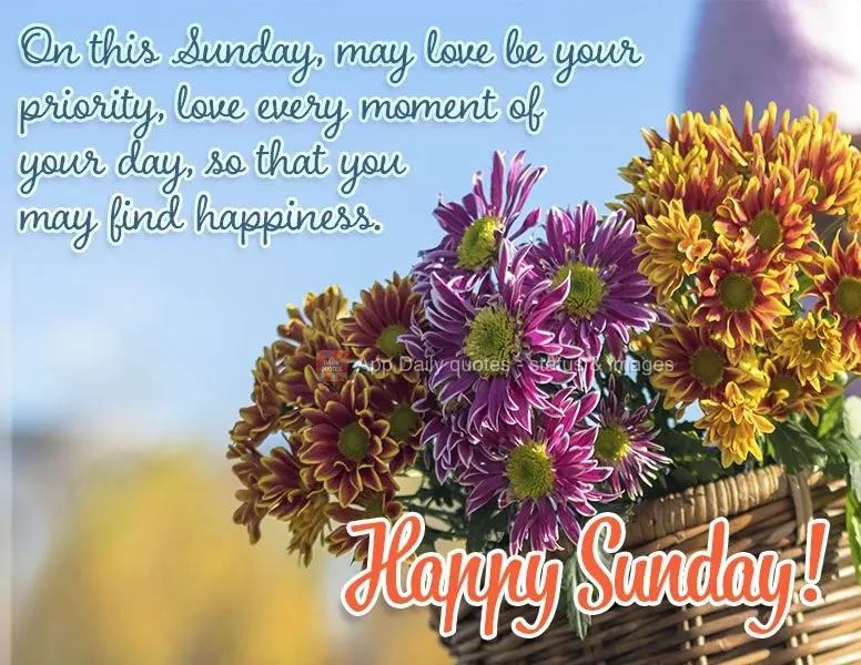 This Sunday, may love be your priority. Love every moment of your day, so that you may find happiness. Happy Sunday!
