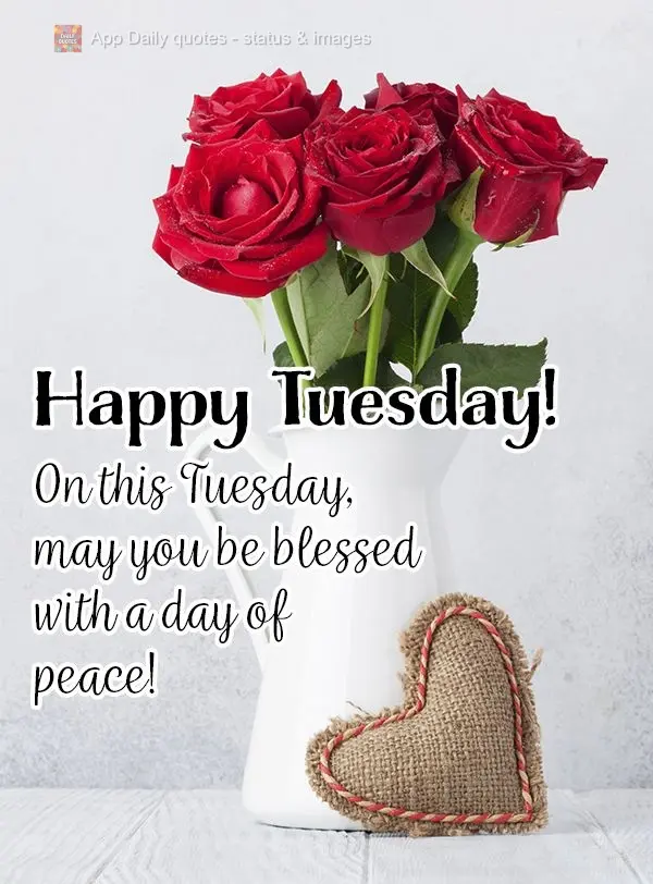 This Tuesday, may you be blessed with a peaceful day! Happy Tuesday!